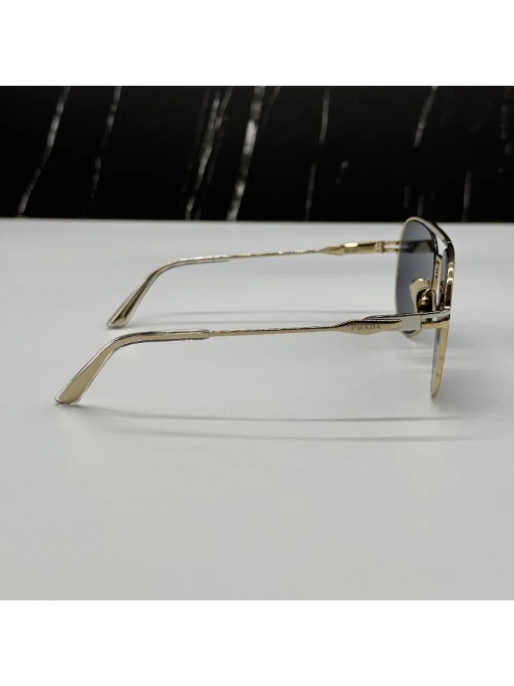 NWT Prada PR54ZS 17F09T Aviator Gold Gray Unisex Sunglasses Authentic